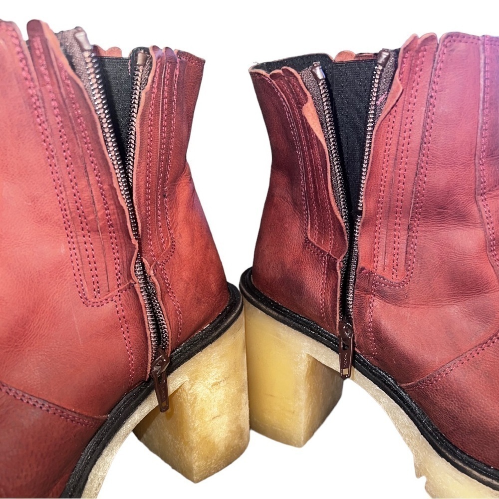 NWOT ▶️ Free People ◀️ James Wine Leather Heeled Chelsea Boots EU 37 - Picture 14 of 17